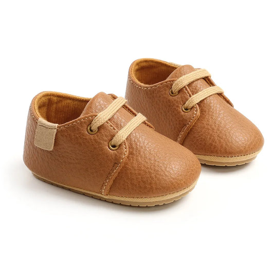 Retro Leather Rubber Sole Anti-slip First Walkers Shoes