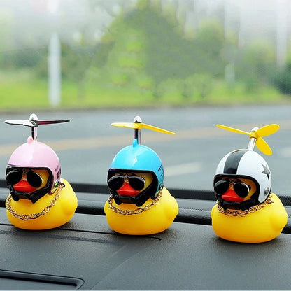 Car Broken Wind Helmet Small Yellow Duck Car Decoration