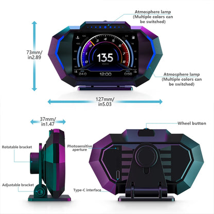 Digital Dashboard Head Up Display Real-Time Car Speedometer