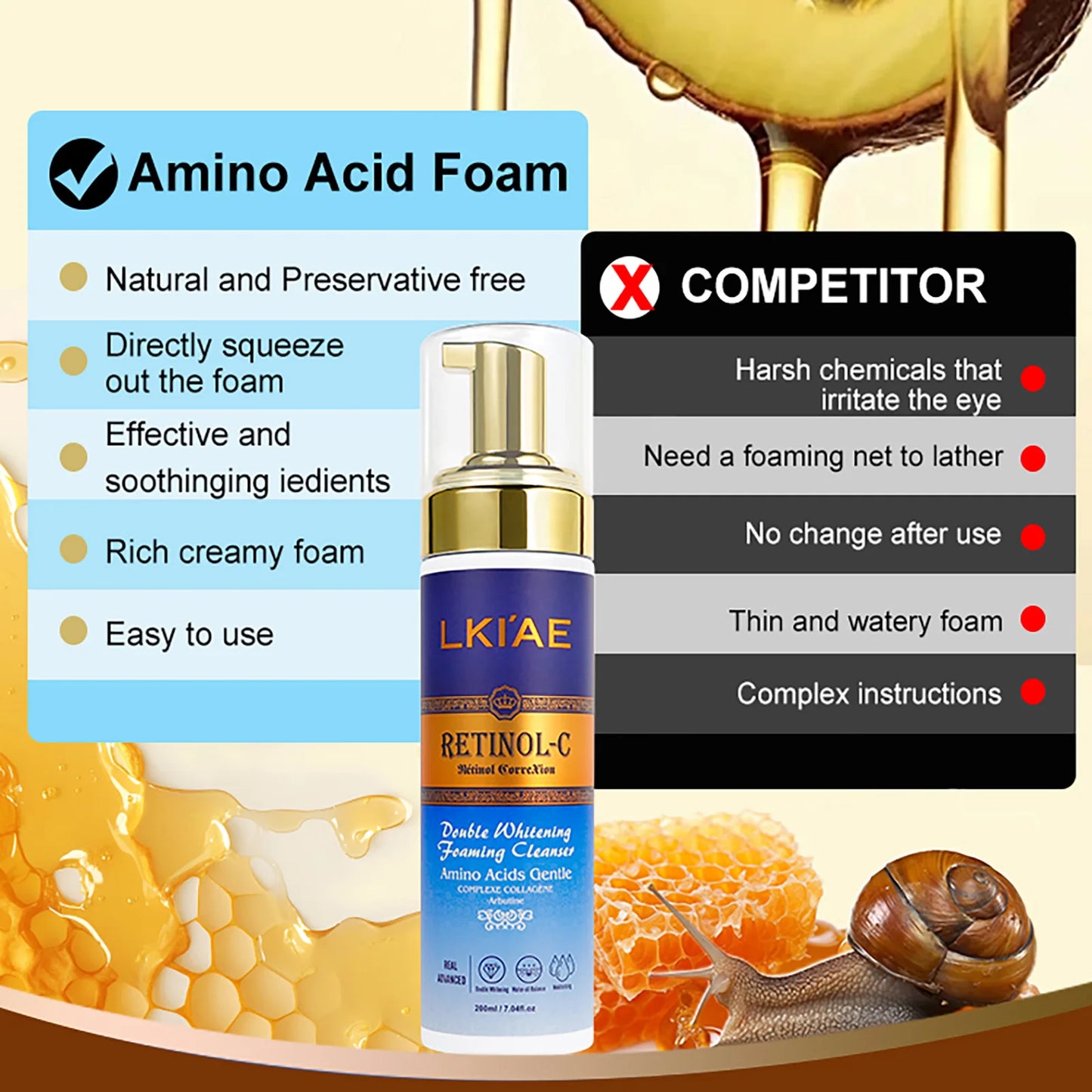 Double Retinol Whitening Foaming Facial Cleanser
