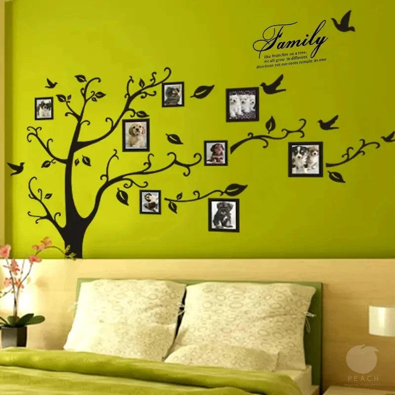 Big Size Wall Sticker,Family Tree Wall Decal With Photo Frames