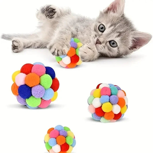3Pcs Pet Cat Plush Ball Toy