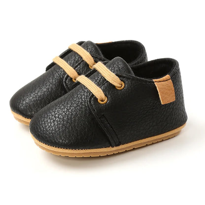 Retro Leather Rubber Sole Anti-slip First Walkers Shoes