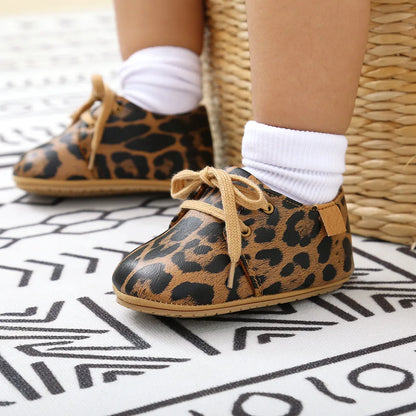 Retro Leather Rubber Sole Anti-slip First Walkers Shoes
