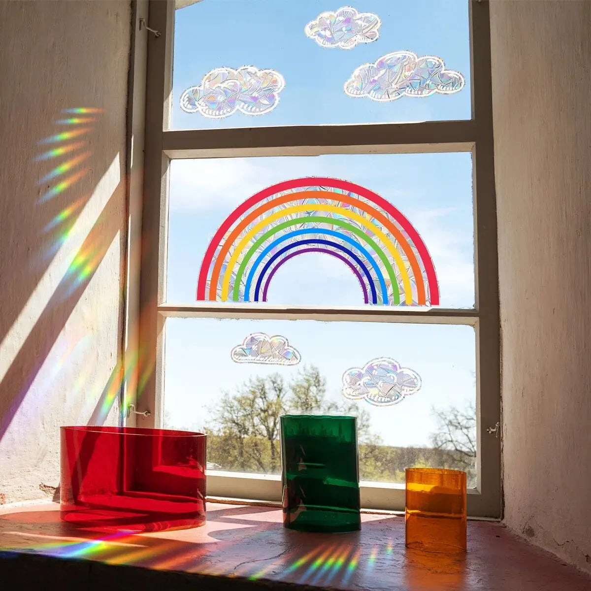 Rainbow Clouds, Sunlight Refraction Wall Stickers, Window Stickers