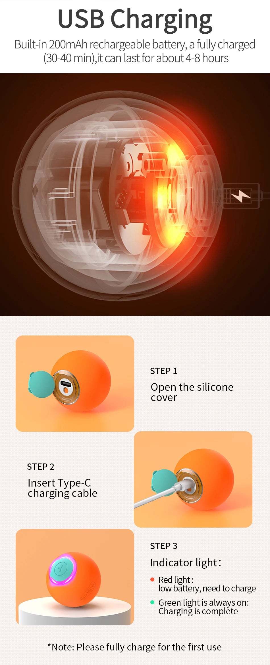 Smart Pet Cat Bouncing Automatic Rolling Ball Toy