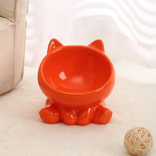 Pet Cat High Feet Cute Protection Drink Water Bowl