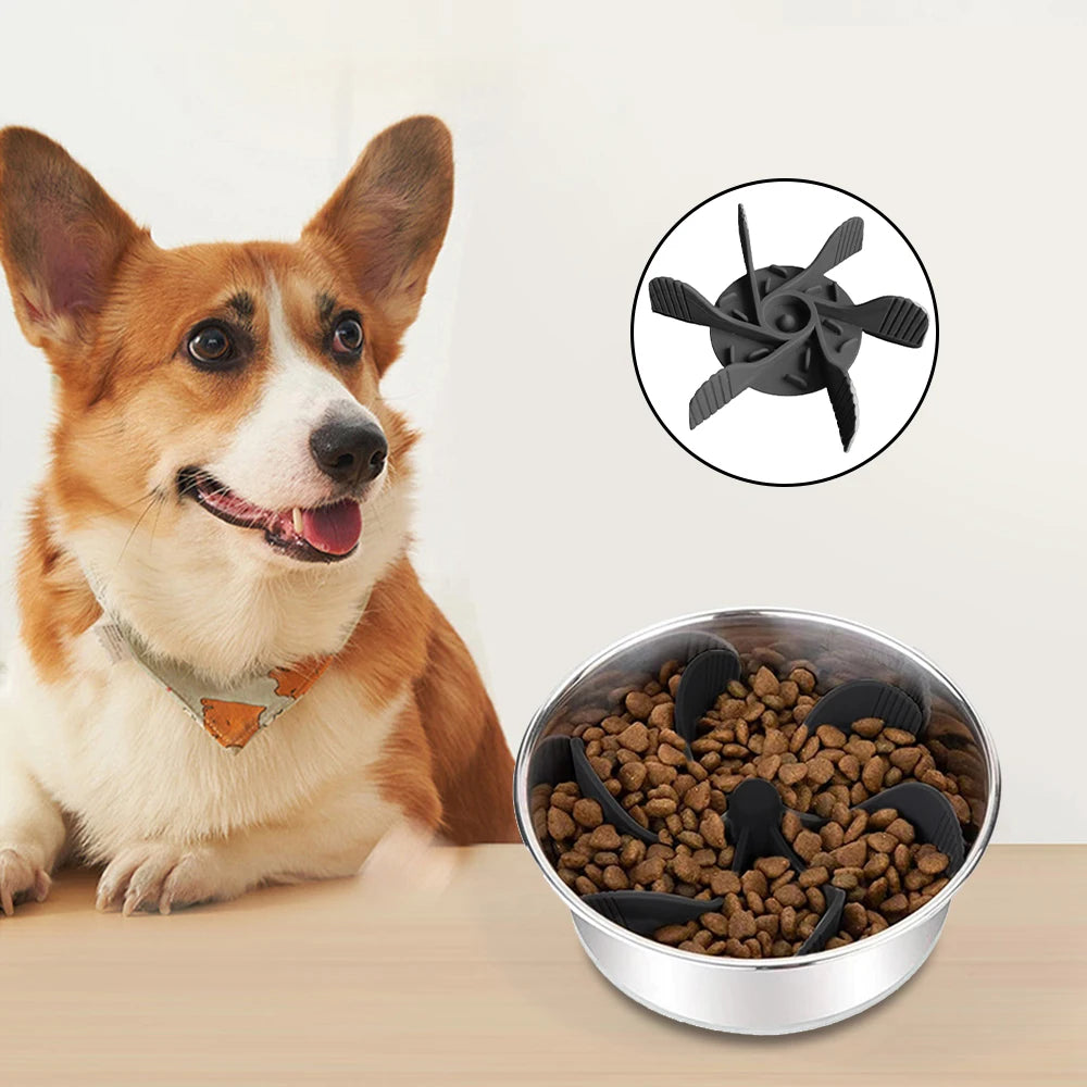 Pet Dog Slow Feeder Bowl Insert with Strong Suction Cups