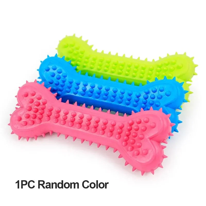 Pet Soft Rubber Bite-resistance Bone Shape Teeth Grinding Chewing Toy