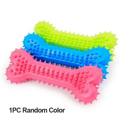 Pet Soft Rubber Bite-resistance Bone Shape Teeth Grinding Chewing Toy