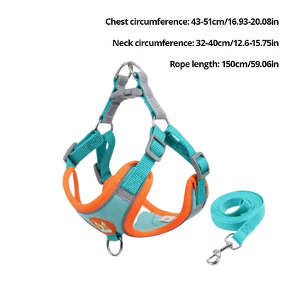 Adjustable No Pull Pet Reflective Harness Leash Set