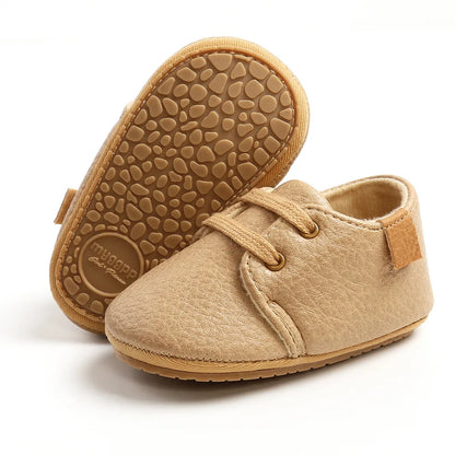 Retro Leather Rubber Sole Anti-slip First Walkers Shoes