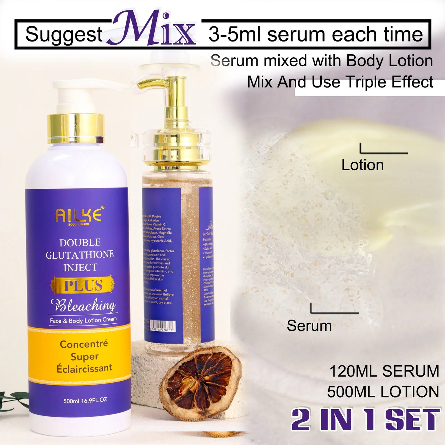 Glutathione PLUS Skin Care Set, Advanced Lightening Lotion