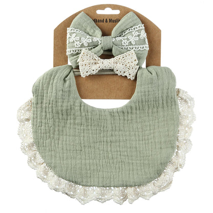 3Pcs/Set Baby Solid Muslin Cotton Bamboo Bib Adjustable