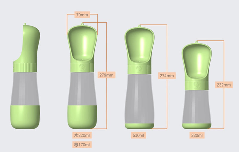 2 In 1 Portable Pet Dog Water Bottle
