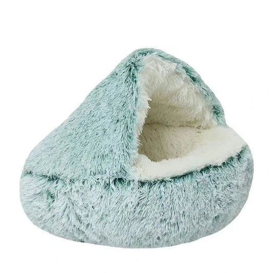 Autumn & Winter Soft Plush Cat Nest – Semi-Enclosed Warm Pet Bed
