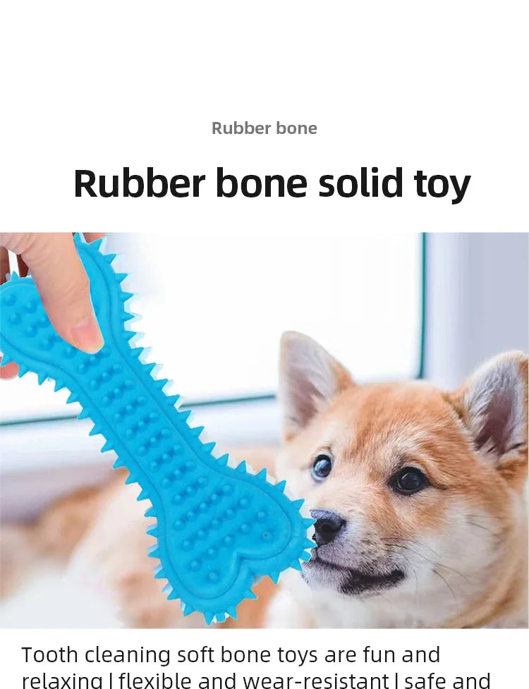 Pet Soft Rubber Bite-resistance Bone Shape Teeth Grinding Chewing Toy