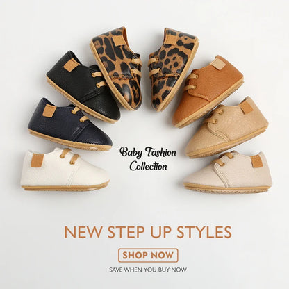 Retro Leather Rubber Sole Anti-slip First Walkers Shoes