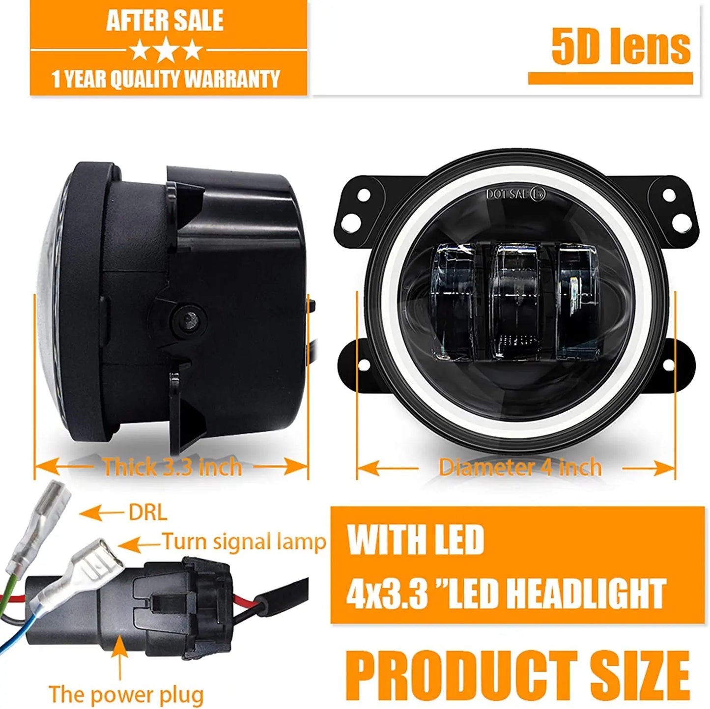4 Inch LED Fog Lights Round Car Driving Light