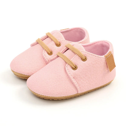 Retro Leather Rubber Sole Anti-slip First Walkers Shoes