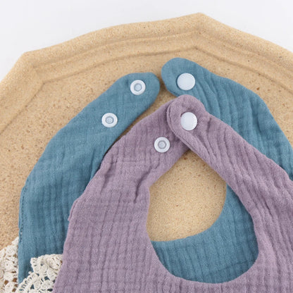3Pcs/Set Baby Solid Muslin Cotton Bamboo Bib Adjustable