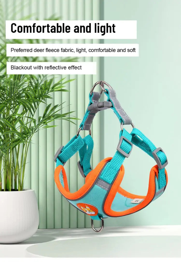 Adjustable No Pull Pet Reflective Harness Leash Set