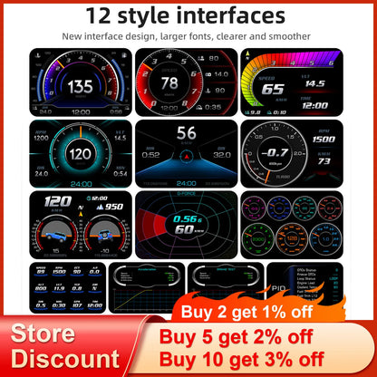 Digital Dashboard Head Up Display Real-Time Car Speedometer
