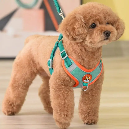 Adjustable No Pull Pet Reflective Harness Leash Set