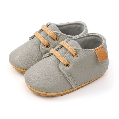 Retro Leather Rubber Sole Anti-slip First Walkers Shoes