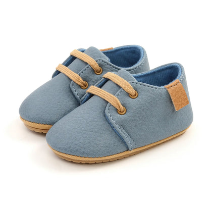 Retro Leather Rubber Sole Anti-slip First Walkers Shoes