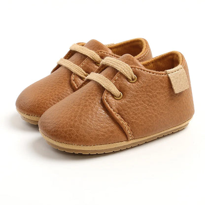 Retro Leather Rubber Sole Anti-slip First Walkers Shoes