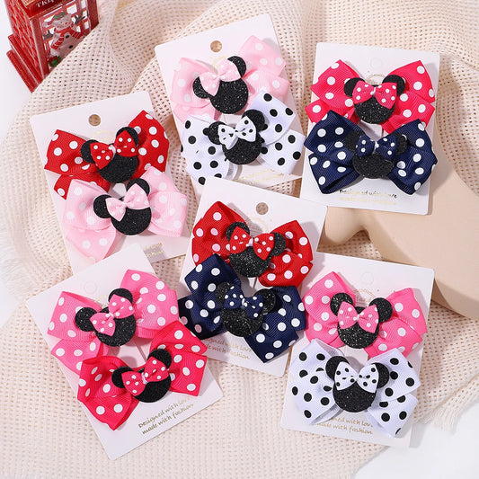 2pcs/Set Baby Girl Lovely Polka Dot Bow Hair Clips