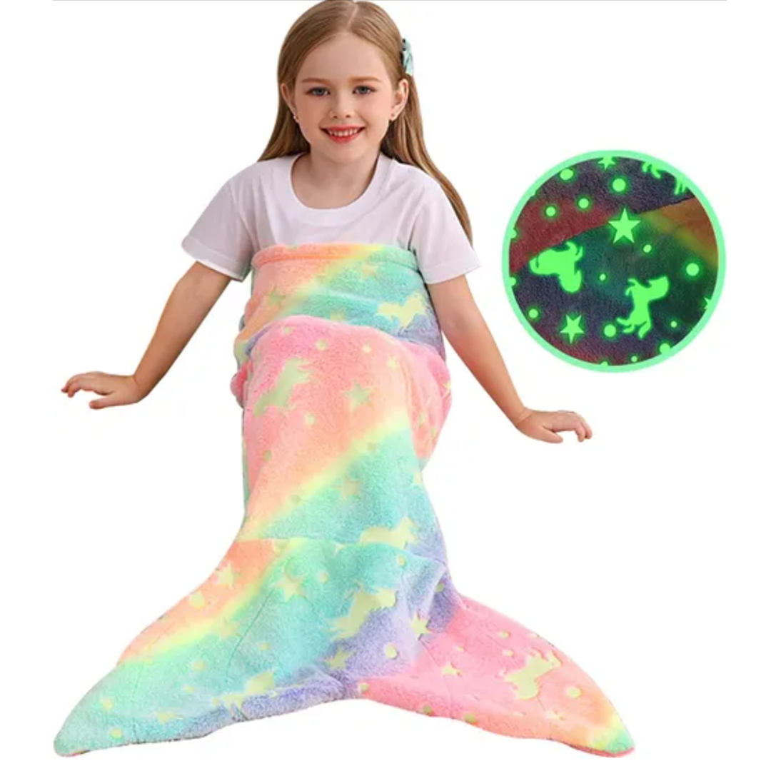 Kids Mermaid tail Blanket - Glow in The Dark