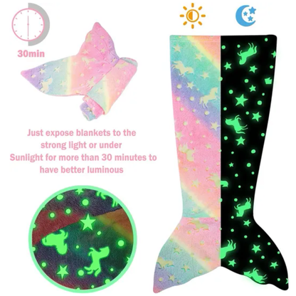 Kids Mermaid tail Blanket - Glow in The Dark