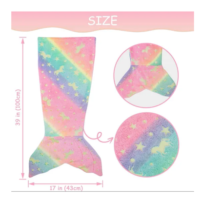 Kids Mermaid tail Blanket - Glow in The Dark