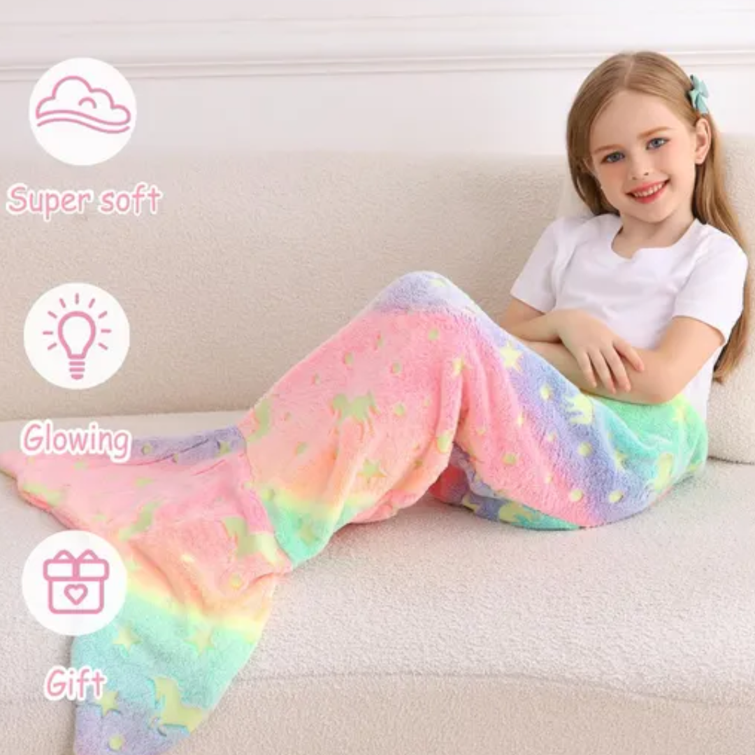 Kids Mermaid tail Blanket - Glow in The Dark